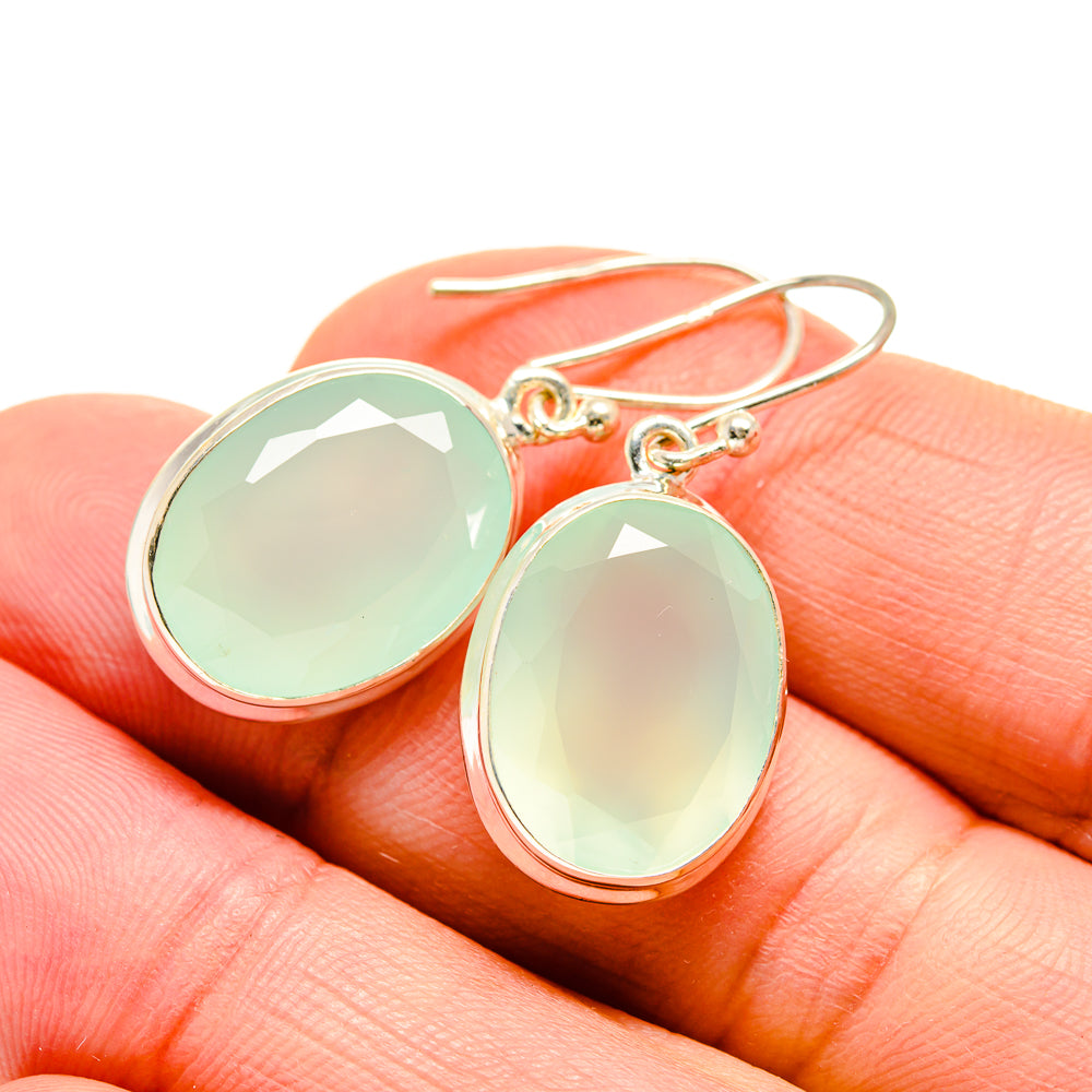 Aqua Chalcedony Earrings handcrafted by Anasilvercos - EARR412081