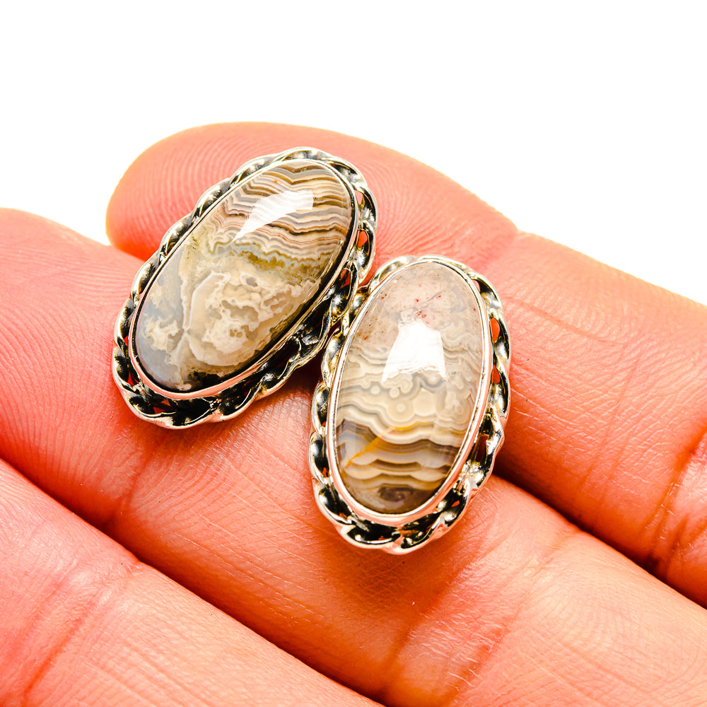 Laguna Lace Agate Earrings handcrafted by Anasilvercos - EARR412120