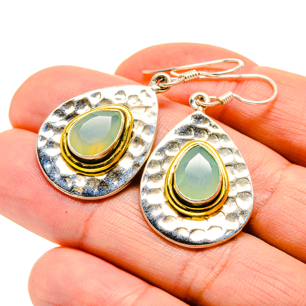 Aqua Chalcedony Earrings handcrafted by Anasilvercos - EARR412205