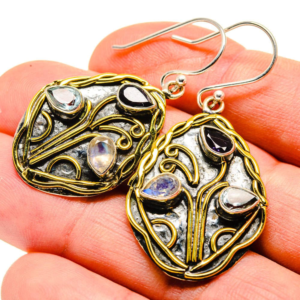 Rainbow Moonstone Earrings handcrafted by Anasilvercos - EARR412240