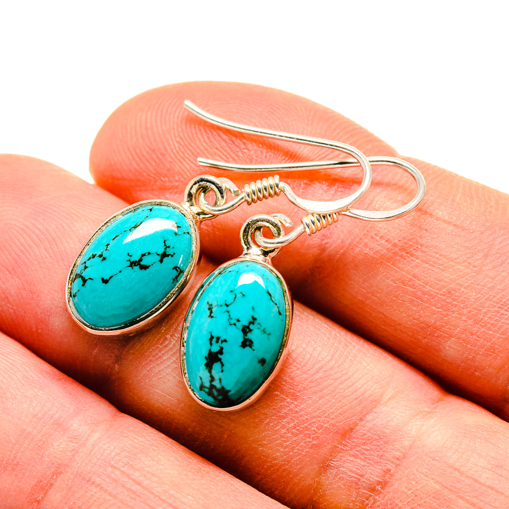 Tibetan Turquoise Earrings handcrafted by Anasilvercos - EARR412247
