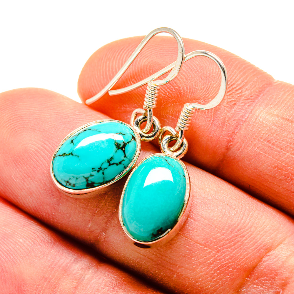Tibetan Turquoise Earrings handcrafted by Anasilvercos - EARR412262