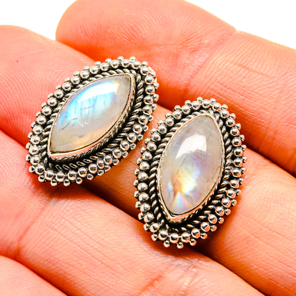 Rainbow Moonstone Earrings handcrafted by Anasilvercos - EARR412389