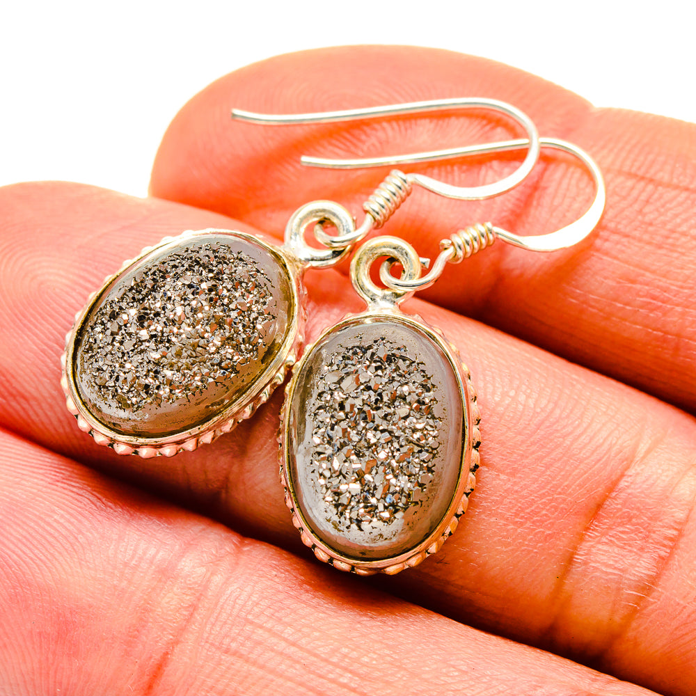 Spectro Pyrite Druzy Earrings handcrafted by Anasilvercos - EARR412420