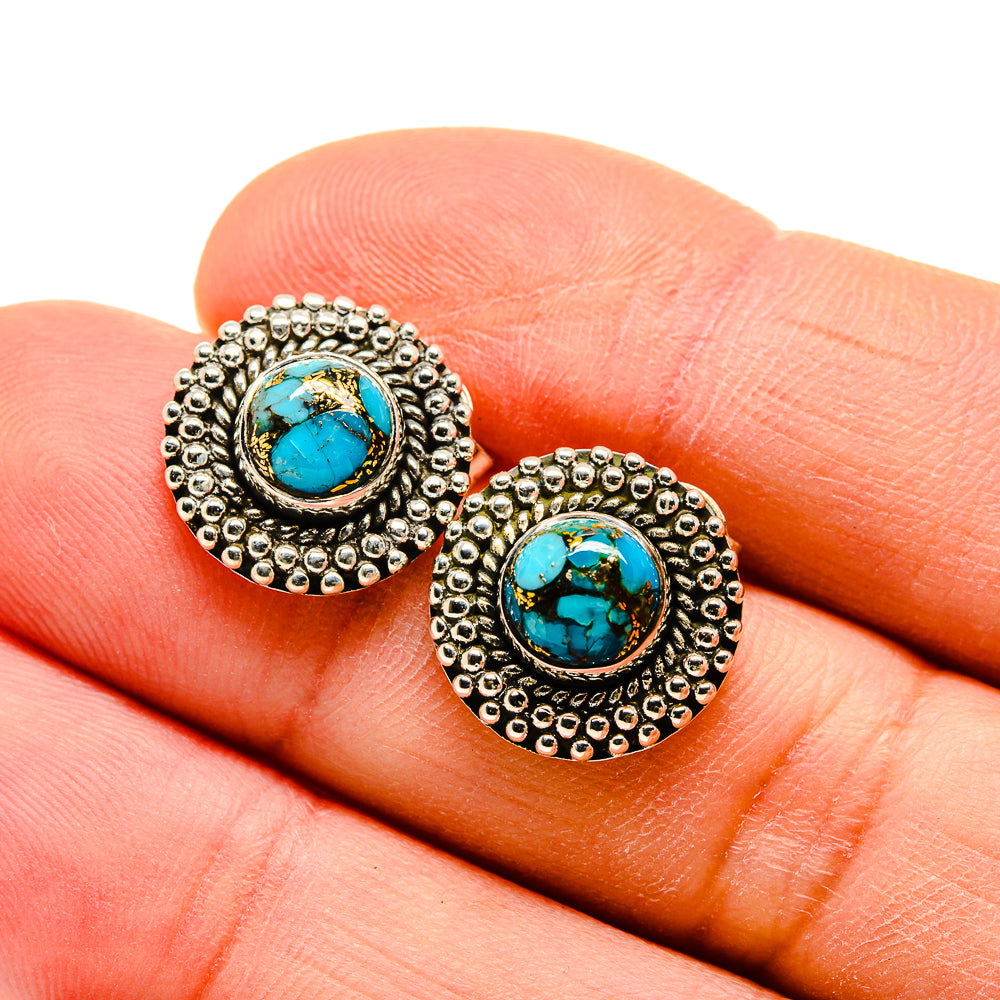 Blue Copper Composite Turquoise Earrings handcrafted by Anasilvercos - EARR412624