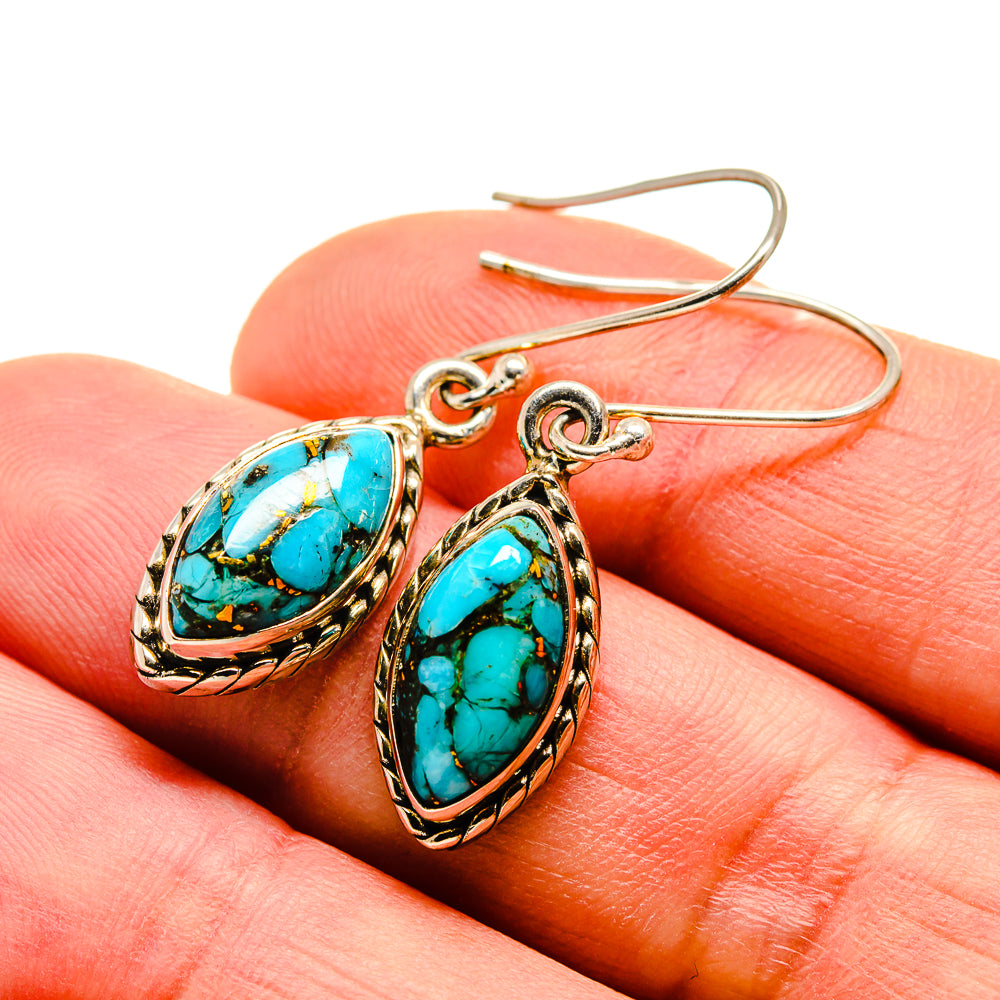 Tibetan Turquoise Earrings handcrafted by Anasilvercos - EARR412715