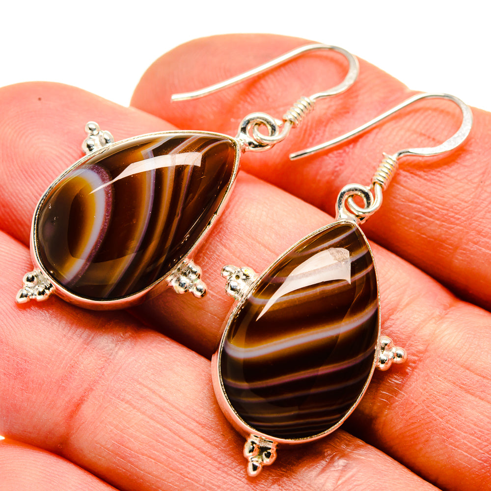 Botswana Agate Earrings handcrafted by Anasilvercos - EARR412717