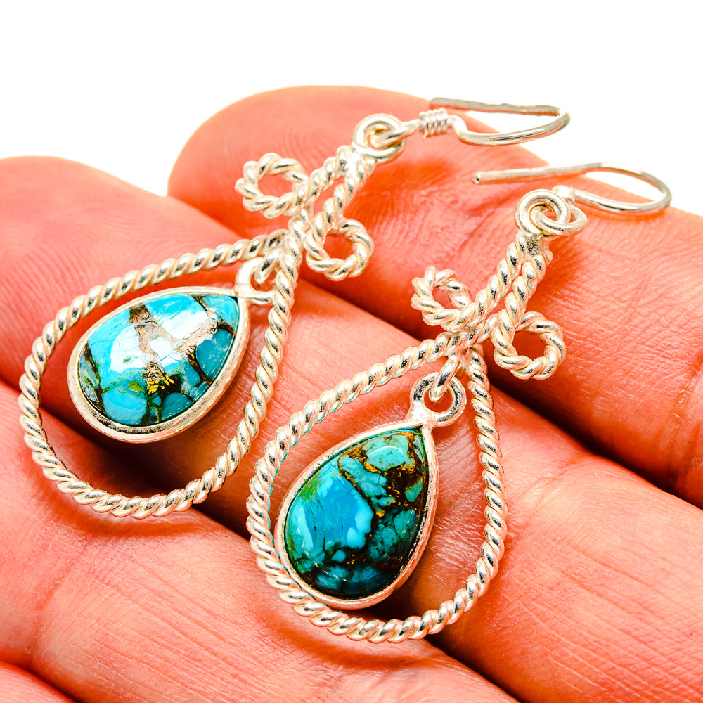 Blue Copper Turquoise Earrings handcrafted by Anasilvercos - EARR412733