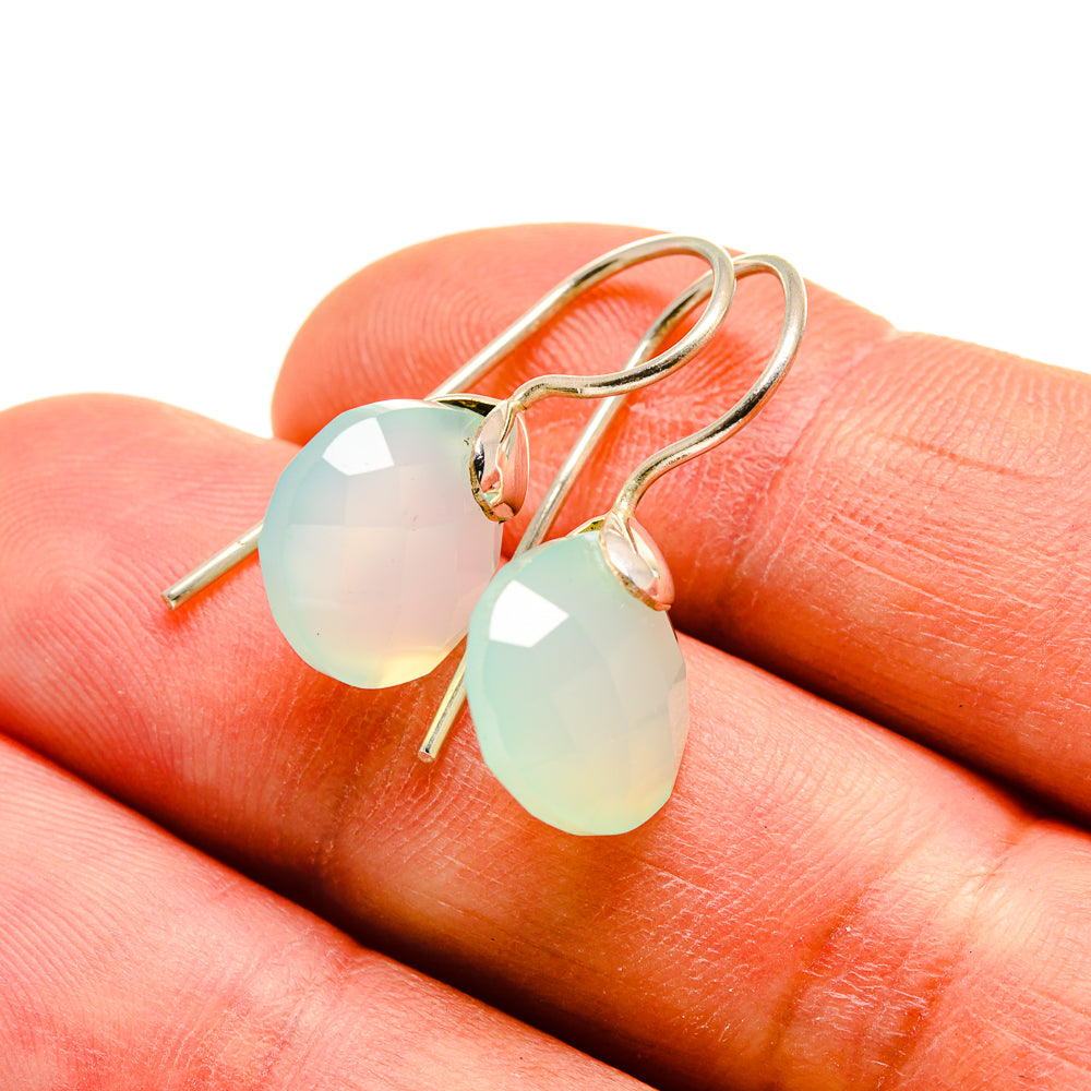 Aqua Chalcedony Earrings handcrafted by Anasilvercos - EARR412760