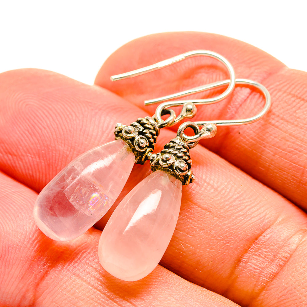 Rose Quartz Earrings handcrafted by Anasilvercos - EARR412808