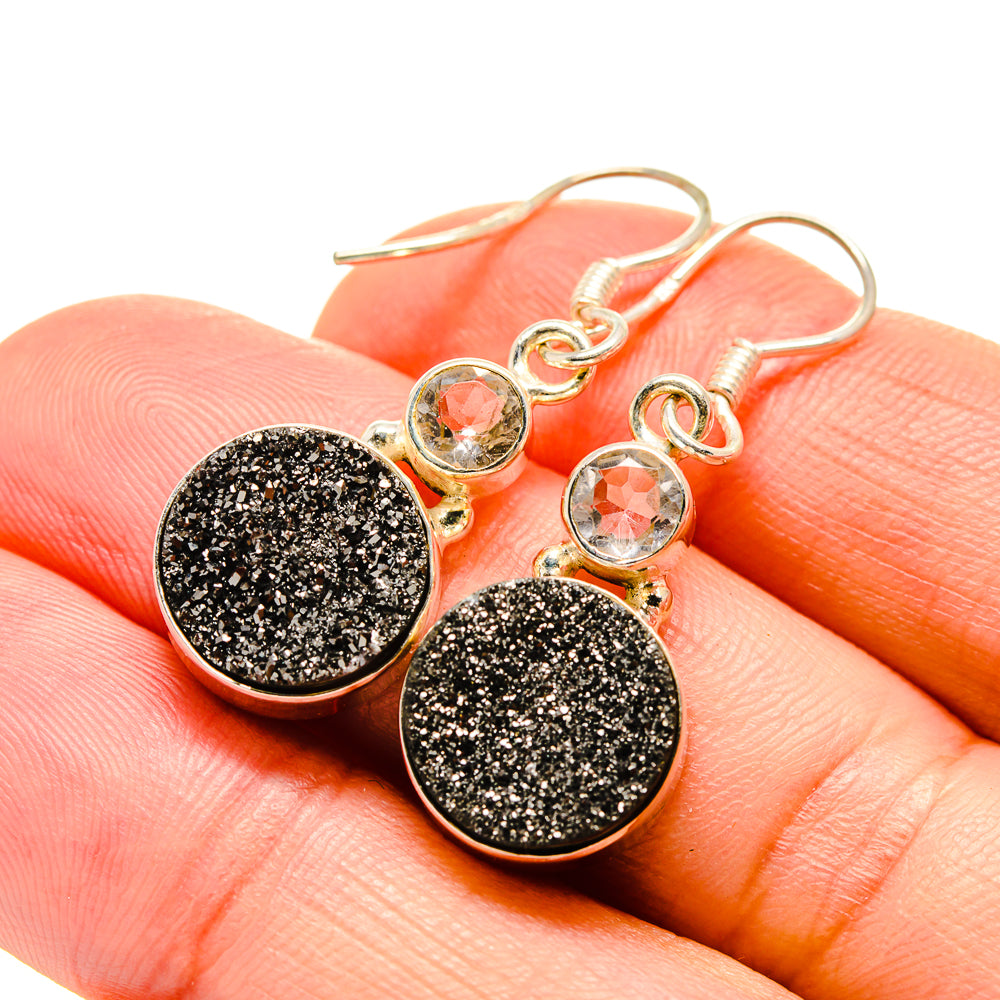 Spectro Pyrite Druzy Earrings handcrafted by Anasilvercos - EARR412809