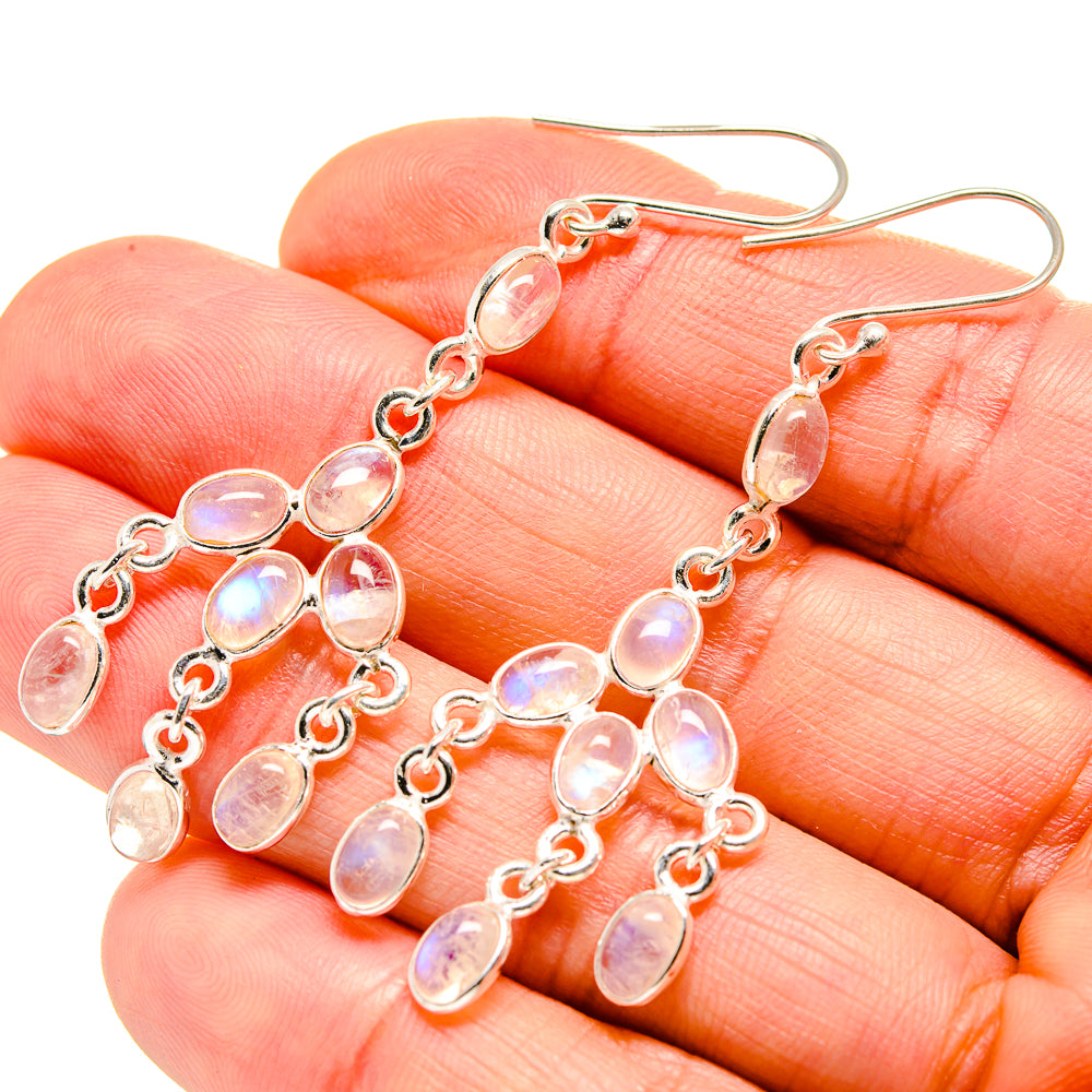 Rainbow Moonstone Earrings handcrafted by Anasilvercos - EARR412826