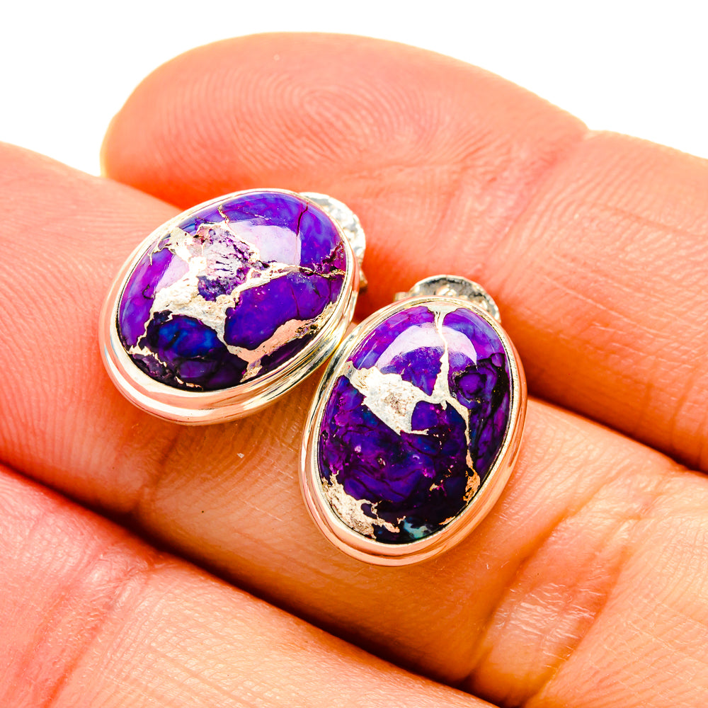 Purple Copper Composite Turquoise Earrings handcrafted by Anasilvercos - EARR412856