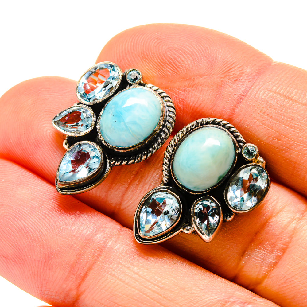 Larimar Earrings handcrafted by Anasilvercos - EARR412861