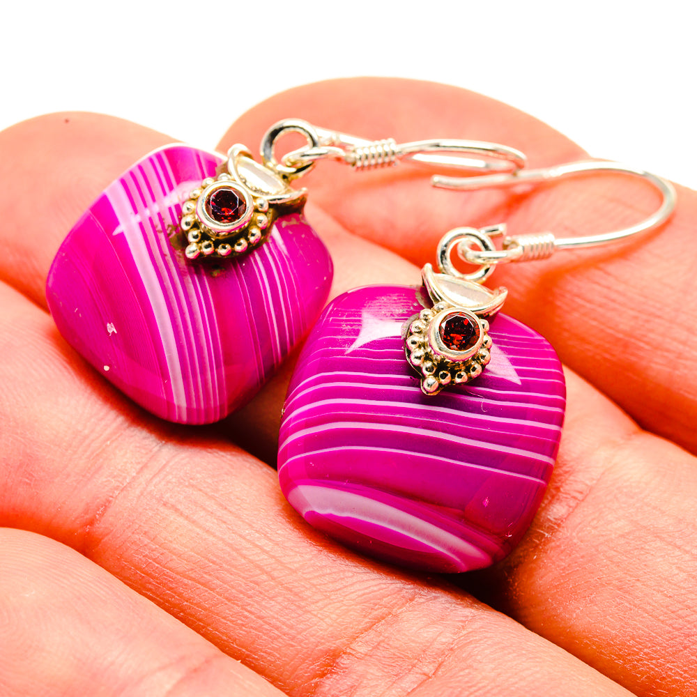 Pink Botswana Agate Earrings handcrafted by Anasilvercos - EARR412873