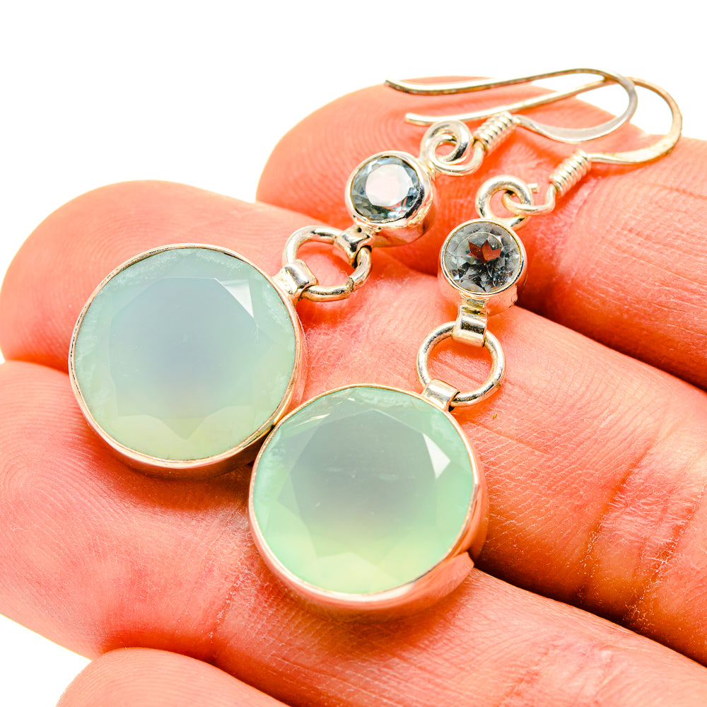 Aqua Chalcedony Earrings handcrafted by Anasilvercos - EARR412885