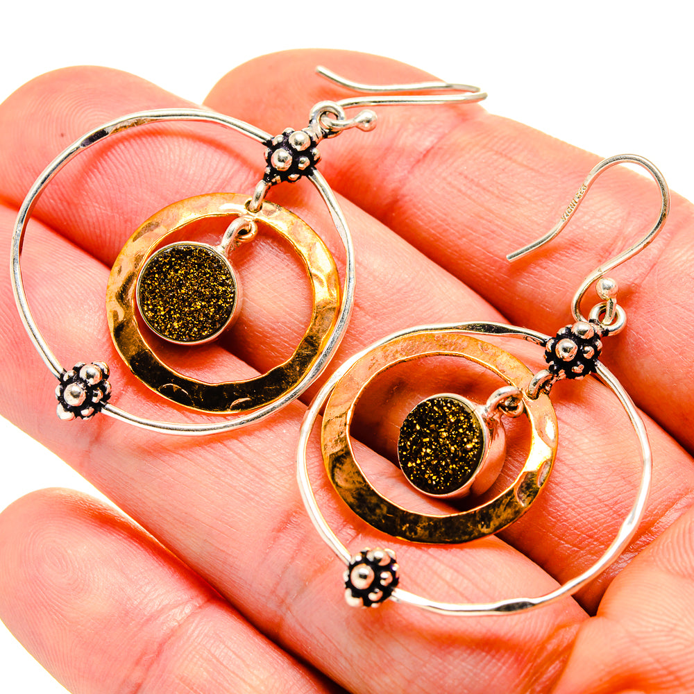 Spectro Pyrite Druzy Earrings handcrafted by Anasilvercos - EARR412919