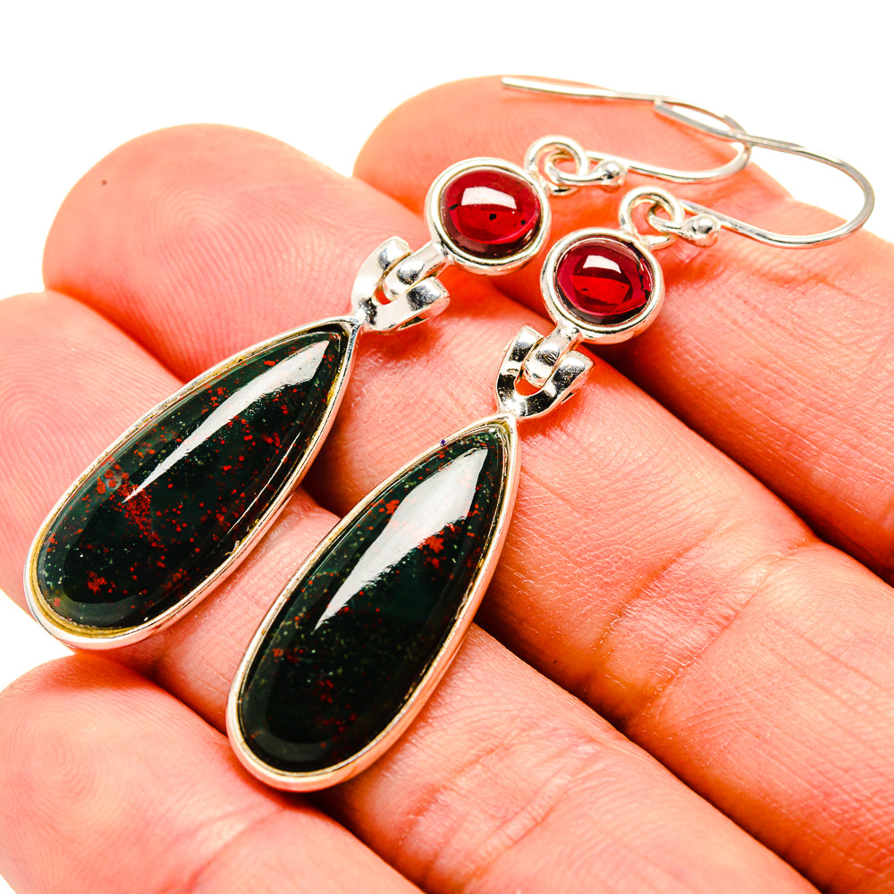 Bloodstone Earrings handcrafted by Anasilvercos - EARR412921
