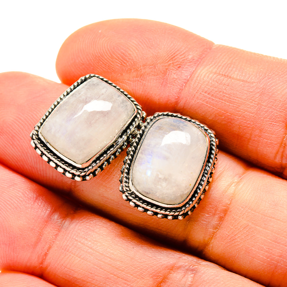 Rainbow Moonstone Earrings handcrafted by Anasilvercos - EARR412936
