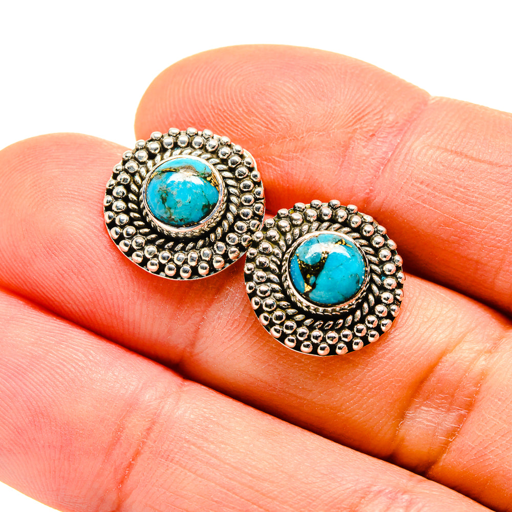 Blue Copper Composite Turquoise Earrings handcrafted by Anasilvercos - EARR412942