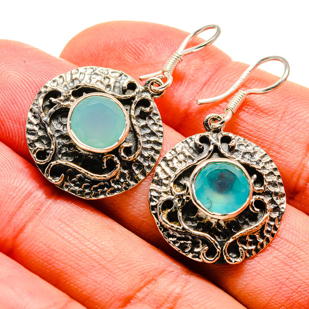Aqua Chalcedony Earrings handcrafted by Anasilvercos - EARR412957