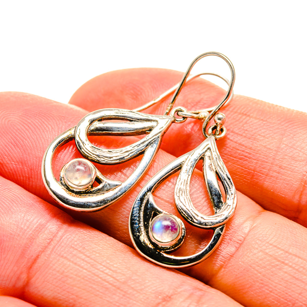 Rainbow Moonstone Earrings handcrafted by Anasilvercos - EARR412968