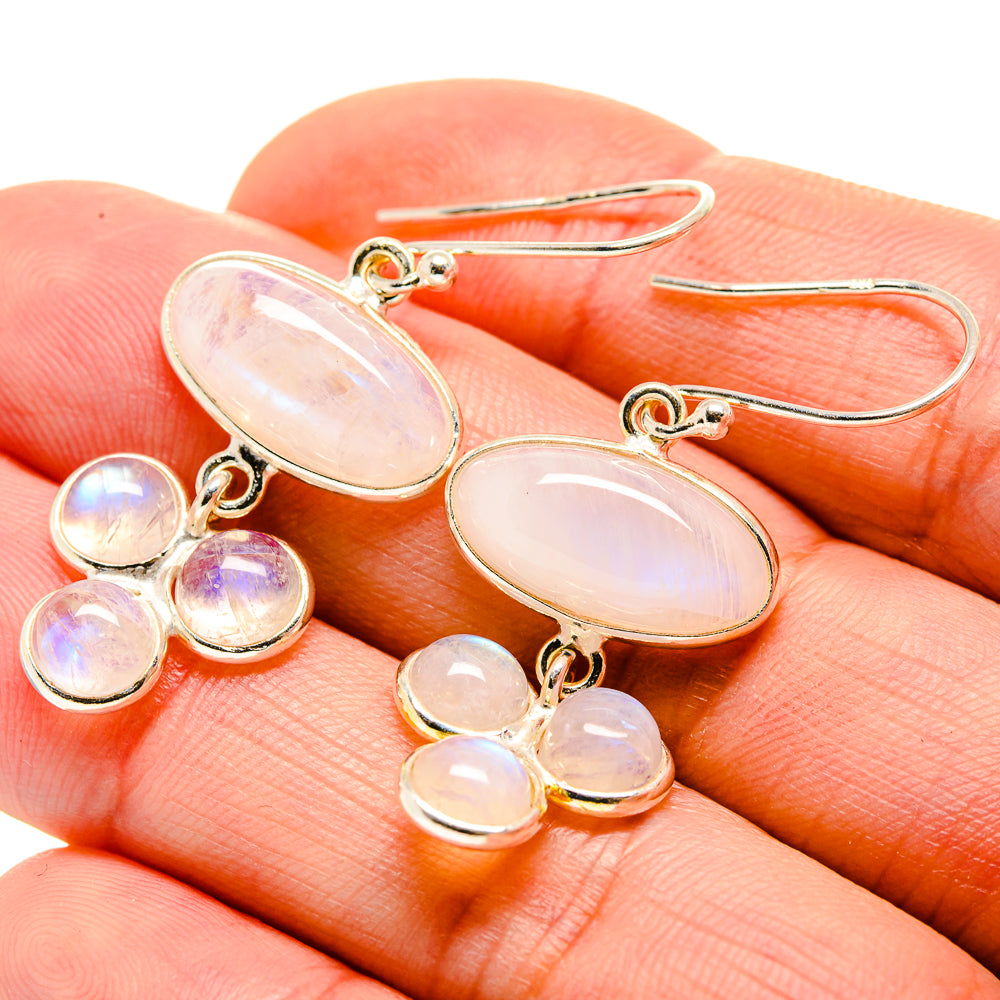 Rainbow Moonstone Earrings handcrafted by Anasilvercos - EARR413009