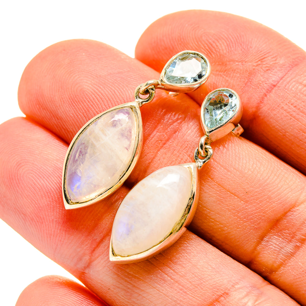 Rainbow Moonstone Earrings handcrafted by Anasilvercos - EARR413023