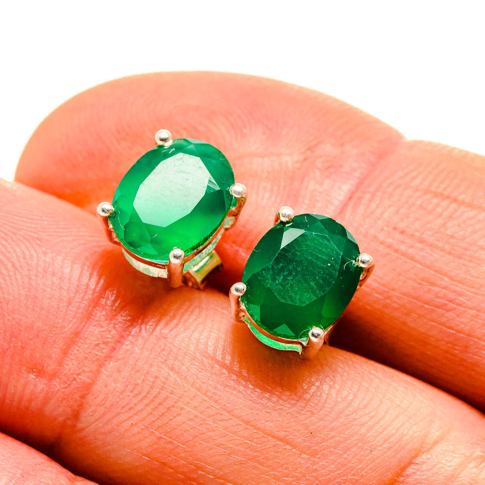 Green Onyx Earrings handcrafted by Anasilvercos - EARR413027