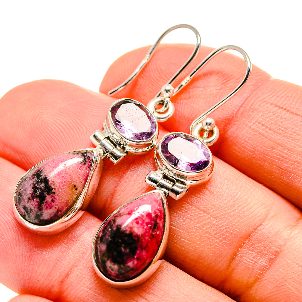 Rhodonite Earrings handcrafted by Anasilvercos - EARR413040