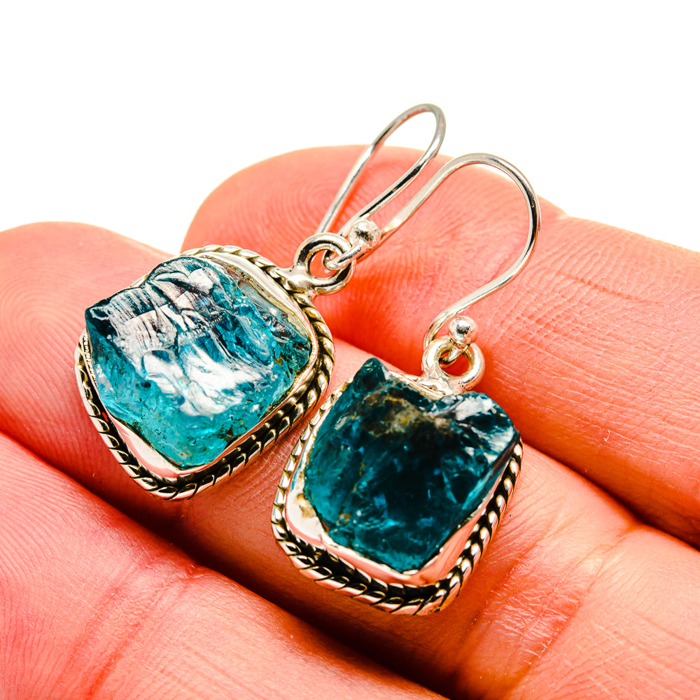 Blue Fluorite Earrings handcrafted by Anasilvercos - EARR413042