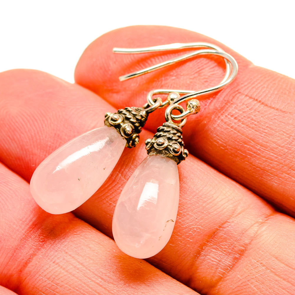 Rose Quartz Earrings handcrafted by Anasilvercos - EARR413047