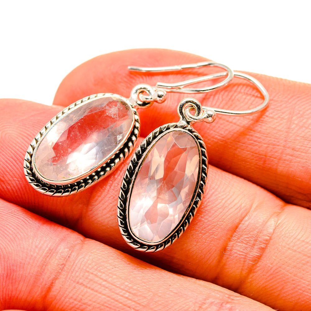 Rose Quartz Earrings handcrafted by Anasilvercos - EARR413062