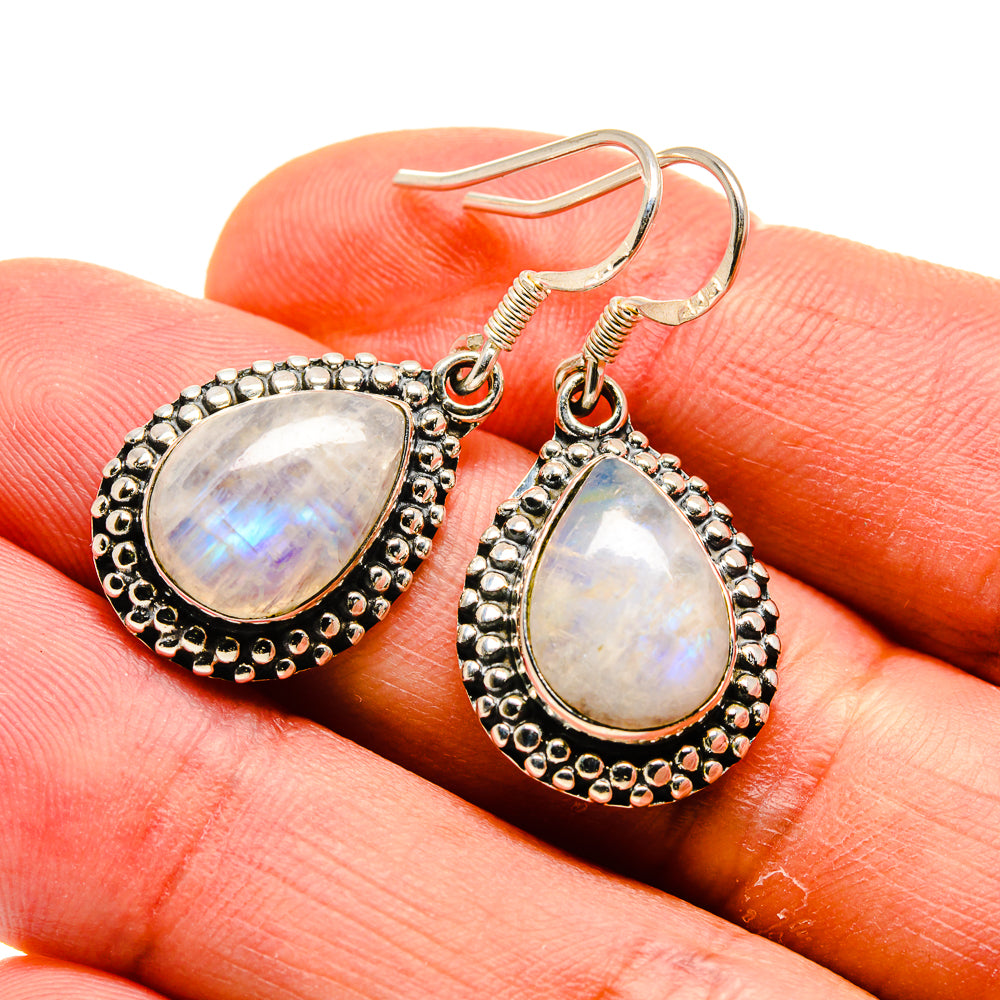 Rainbow Moonstone Earrings handcrafted by Anasilvercos - EARR413112