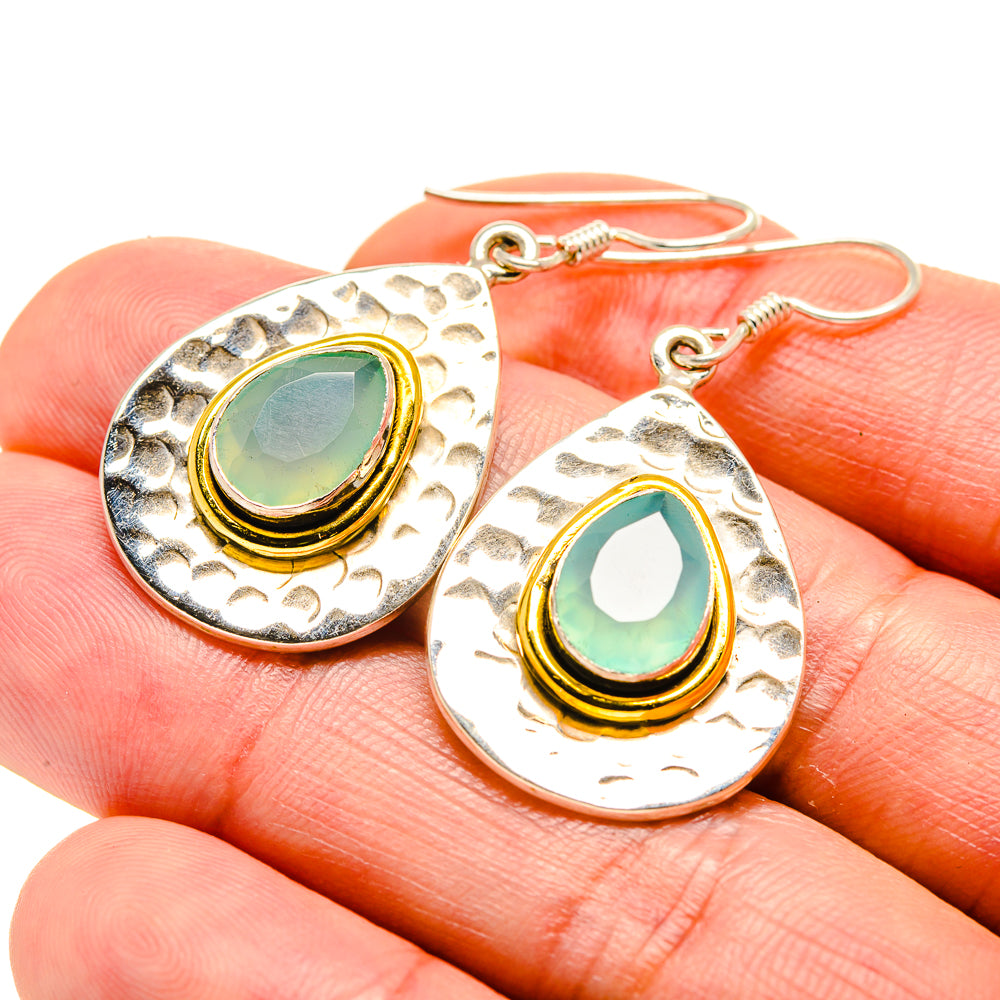 Aqua Chalcedony Earrings handcrafted by Anasilvercos - EARR413144