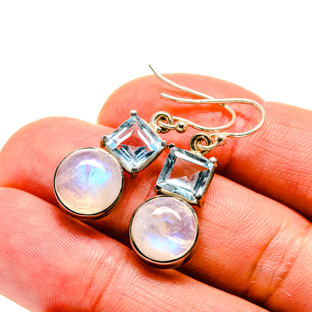 Rainbow Moonstone Earrings handcrafted by Anasilvercos - EARR413195