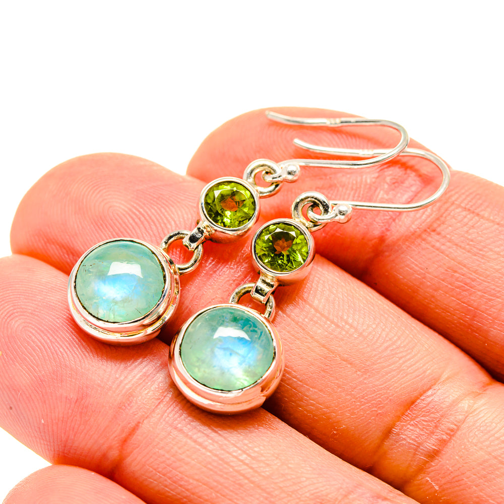 Green Moonstone Earrings handcrafted by Anasilvercos - EARR413203