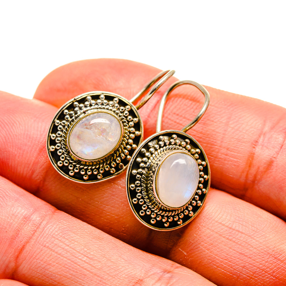 Rainbow Moonstone Earrings handcrafted by Anasilvercos - EARR413206