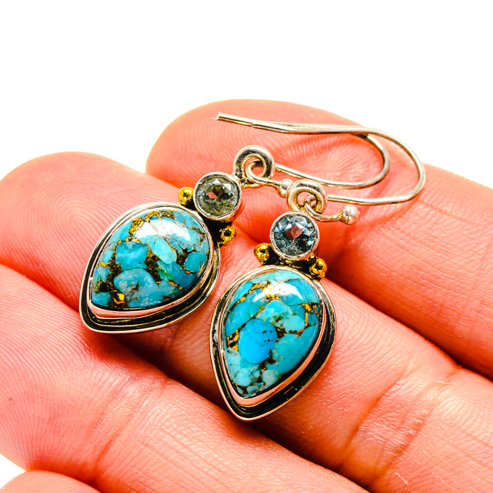 Blue Copper Composite Turquoise Earrings handcrafted by Anasilvercos - EARR413208