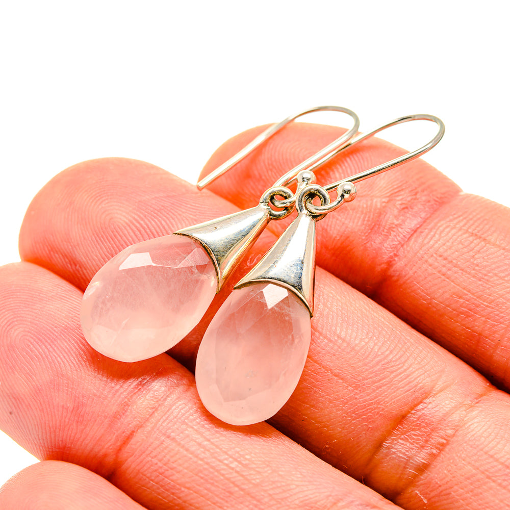 Rose Quartz Earrings handcrafted by Anasilvercos - EARR413209