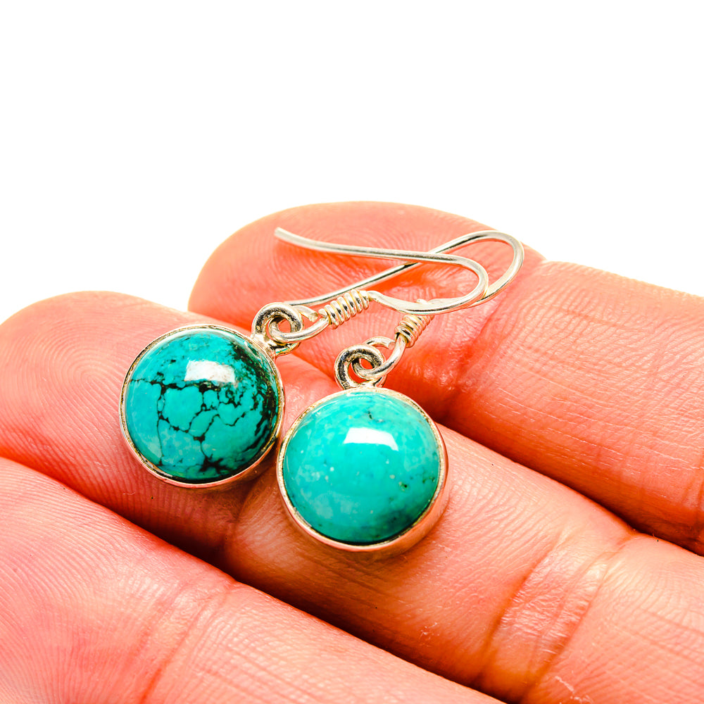 Tibetan Turquoise Earrings handcrafted by Anasilvercos - EARR413215