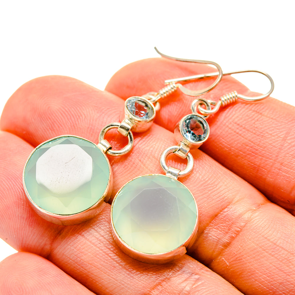Aqua Chalcedony Earrings handcrafted by Anasilvercos - EARR413217