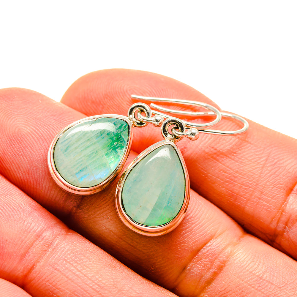 Green Moonstone Earrings handcrafted by Anasilvercos - EARR413220