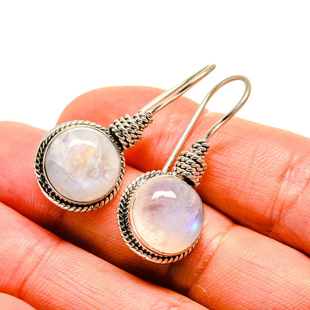 Rainbow Moonstone Earrings handcrafted by Anasilvercos - EARR413221
