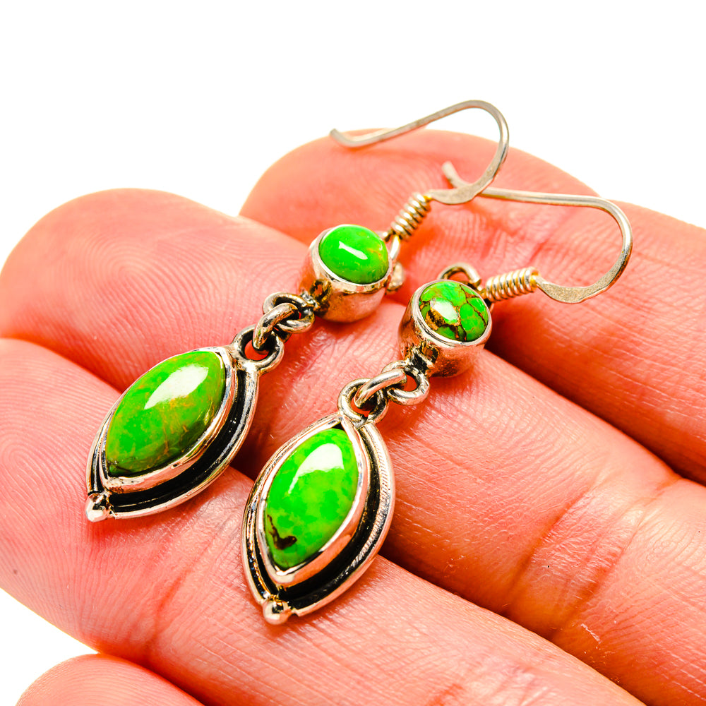 Green Copper Composite Turquoise Earrings handcrafted by Anasilvercos - EARR413224