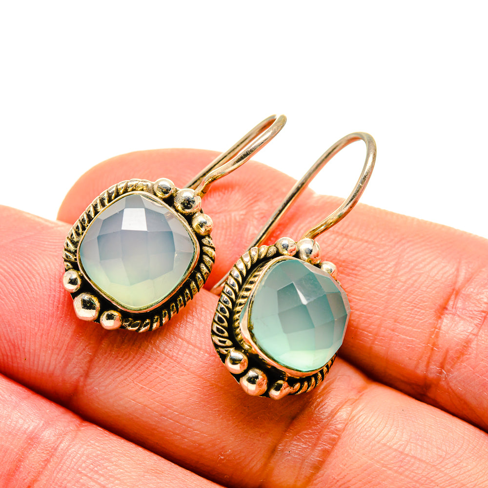 Aqua Chalcedony Earrings handcrafted by Anasilvercos - EARR413225