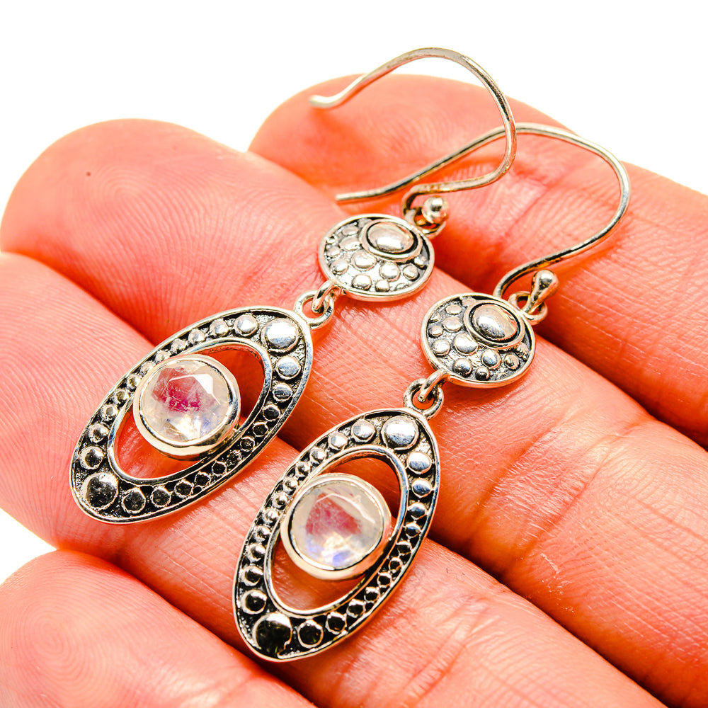 Rainbow Moonstone Earrings handcrafted by Anasilvercos - EARR413236