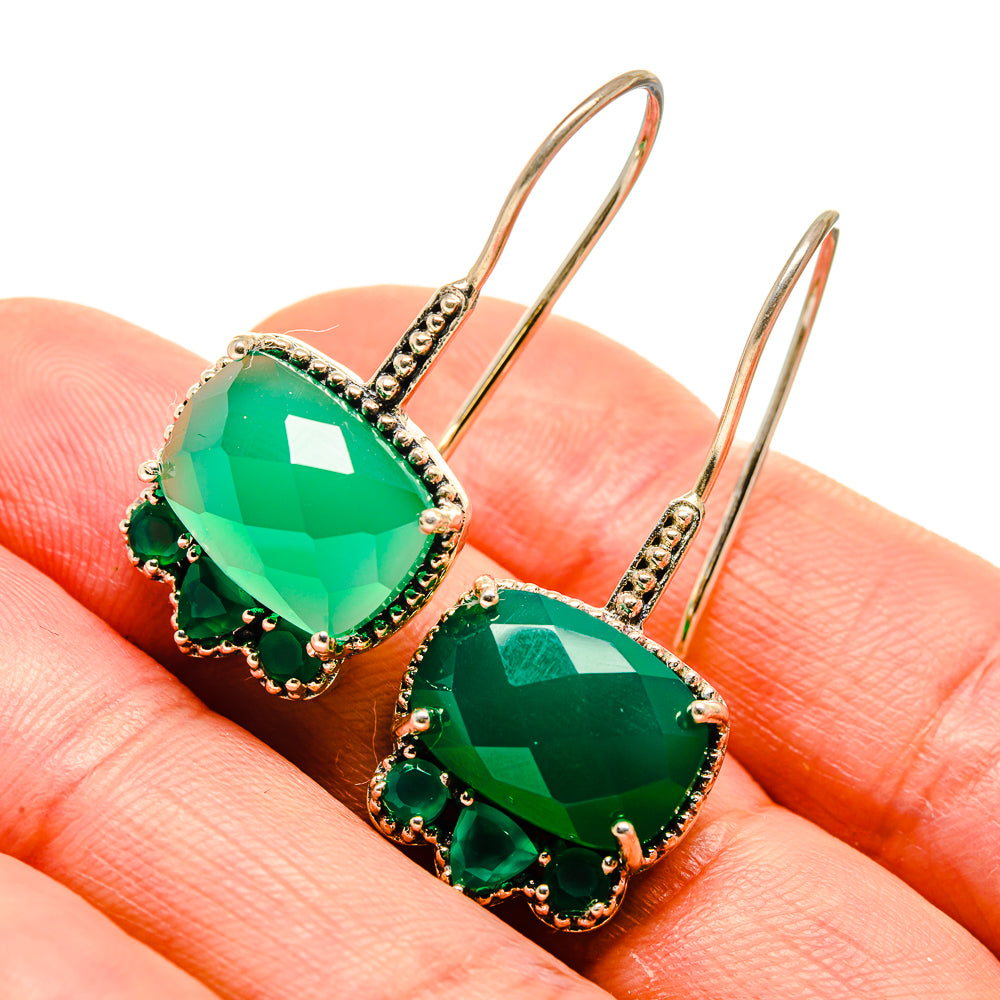 Green Onyx Earrings handcrafted by Anasilvercos - EARR413237