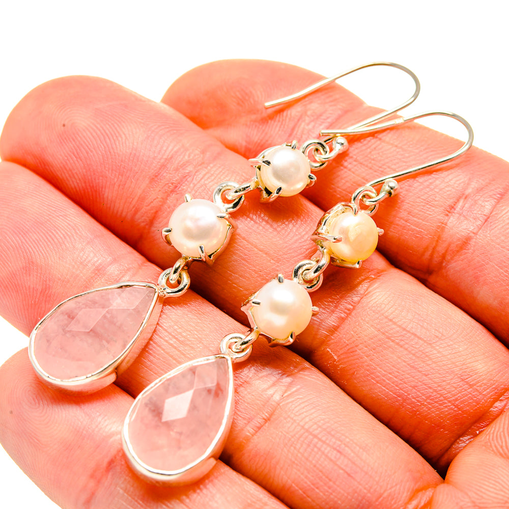 Rose Quartz Earrings handcrafted by Anasilvercos - EARR413241