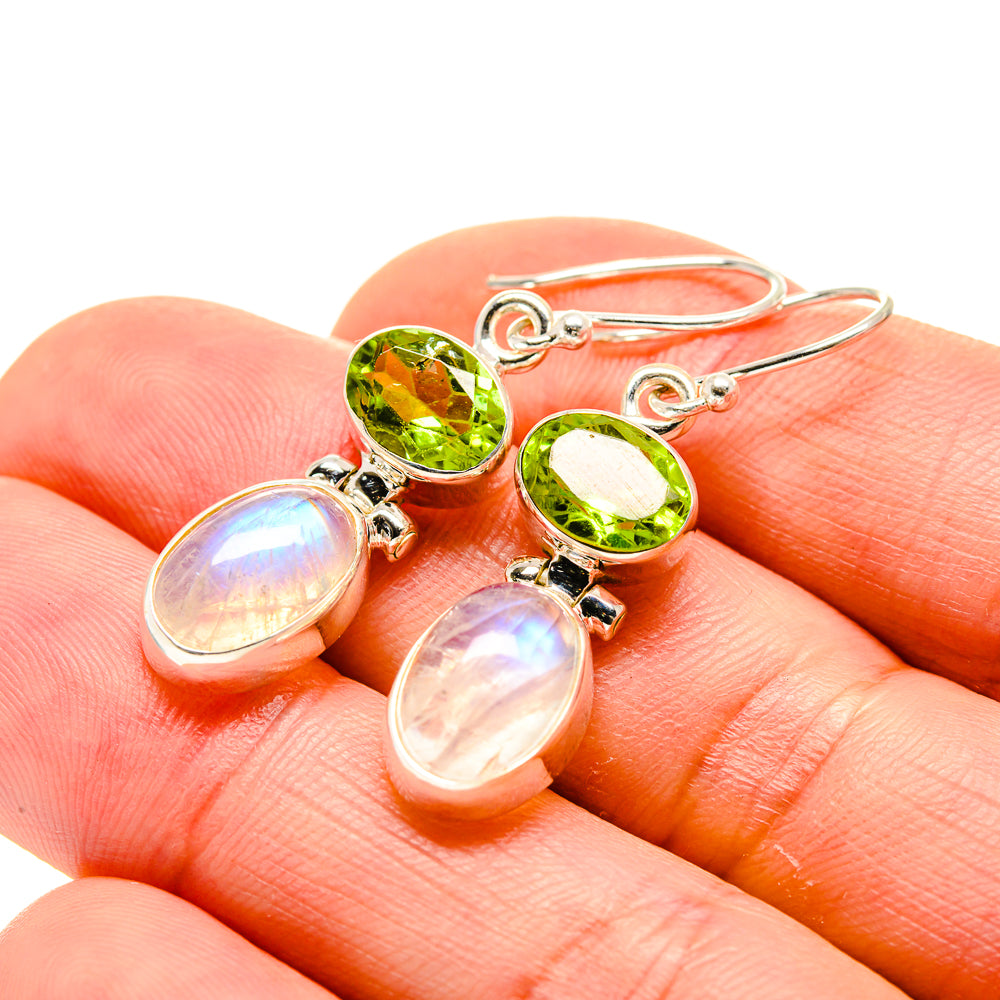 Rainbow Moonstone Earrings handcrafted by Anasilvercos - EARR413247